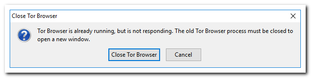 tor browser already running but not responding