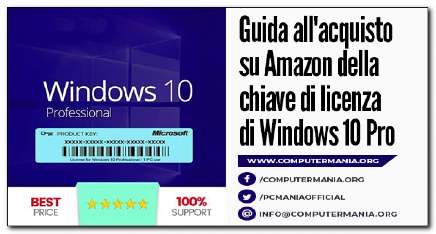 Guida all'acquisto su  della chiave di licenza di Windows 10