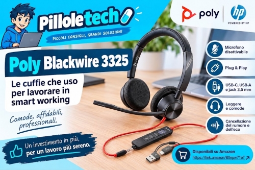 Poly Blackwire 3325: le cuffie professionali che fanno la differenza nello smart working